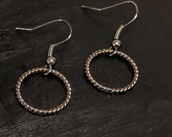 Gunmetal Twisted Circle Earrings