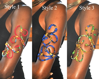 African Print Dashiki Upper Arm Cuff, Armlet, Kente Arm Band, Ankara Upper Arm Jewelry - One Size Fits Most