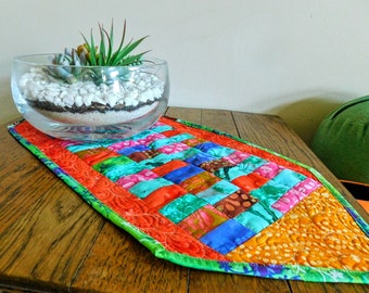 Batik Table Runner, Quilted Batik Table Runner