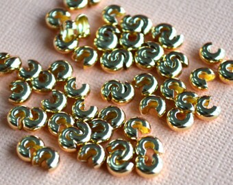 100pcs 3mm Crimp Cover Gold Plated Brass Round Knot Covers