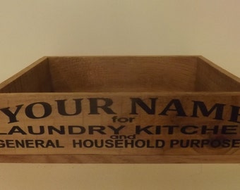 Laundry Soap Crate. Personalized. Vintage Style. Aged Wood
