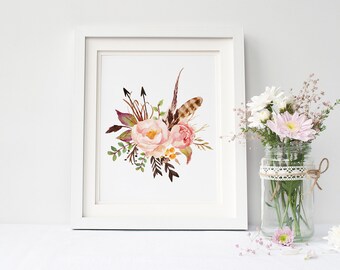 Boho Art Print Watercolor Botanical Printable Floral Nursery Boho Art Print Watercolor Botanical Printable Floral Nursery