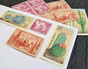 Desert Rose .. UNused US Vintage Postage Stamps .. post 5 letters