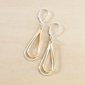 NEW Mixed Metal Skinny Teardrops, Sterling Silver and Gold Filled Teardrop Earrings, Simple Everyday Earrings, Jewelry by Freshie & Zero