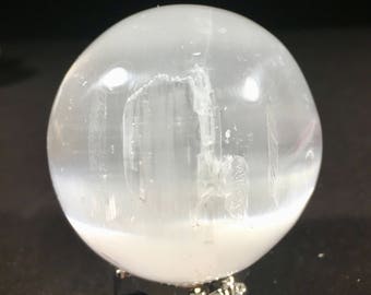 Serene Selenite sphere orb crystal ball E1800248