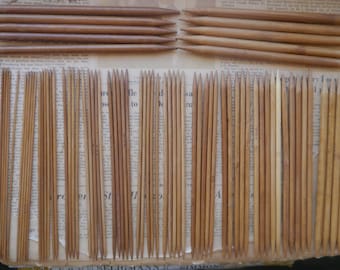15 Pairs (5 needles of each size) 20cm Bamboo Double Pointed Knitting Needles ALL US Sizes (US Size 0 - 15)