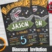 Dinosaur Invitation - "DINOSAUR BIRTHDAY Invitation" T Rex Jurassic Party, Dino Boy Digital Invite, Prehistoric Birthday Printable, Reptile