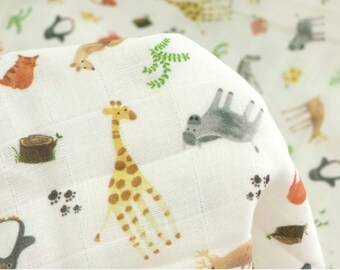 Double Gauze Animal Ivory By The Yard