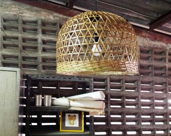 Kitchen pendant lighting Bamboo pendant light wicker lamp shade size 45cm. basket light diagonal line,triangle pattern lamp