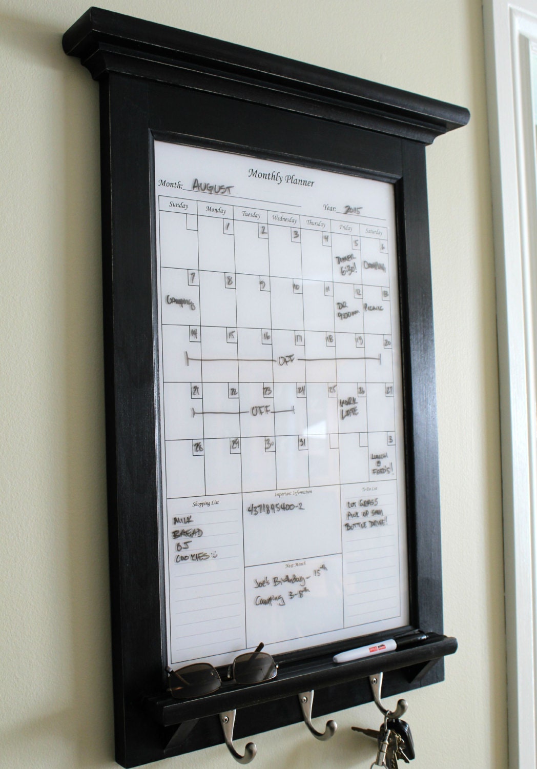 Wall Decor White Perpetual Dry Erase Calendar Family Planner
