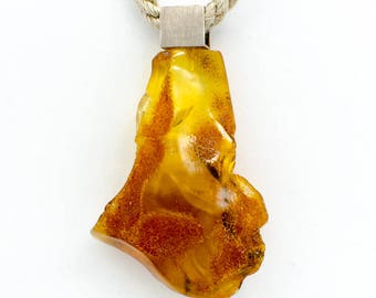 Amber Pendant, Baltic Amber Pendant, Amber Necklace, yellow, orange. amberstone, Amber Pendant Chain, Choker Amber Jewellery,