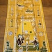 Vintage Novelty Towel, Unused Printed Linen, Fish Boat Nautical Yellow Brown Green, Cottage Cabin Decor