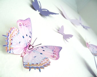 16 3D Wall Butterflies, Purple, Violet, Lavender, Butterfly, Paper, Wall Decor,3D, Wedding Decor, Baby Shower, Girls Room, Cardstock