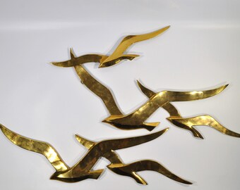 2 Large Mid Century Modern Brass Seagull wall hanging /Birds decor/ Modern Swan Statues/Glam Birds Wall Hanging/Hollywood regency decor