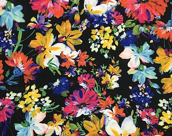 Painted Flowers Spandex Fabric SALE 4Way Stretch Lycra Knit By The Yard 58" Wide