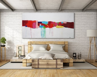 XL Colorful Abstract Painting / Contemporary Art / Modern Art / Texture Painting / Large Painting / Oversized Abstract Painting / Red Art