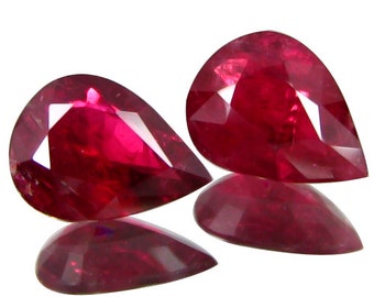 2.00Cts Rare Color Natural Ruby Pear Pair From Africa !!!