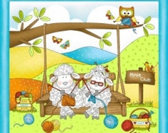 Knit Happy by Stitches of Love Panel - Henry Glass #1074P