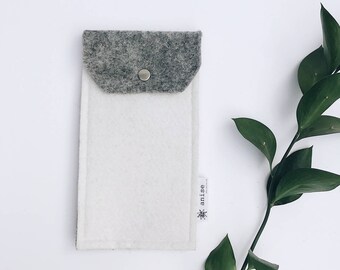 White Grey felt IPHONE CASE sleeve cover, iPhone 7 plus 6 plus 5c 5s SE, felt Phone covers, Cell Phone sleeve, Phone cases, iPhone cases