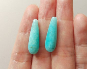 Peruvian Amazonite Smooth Half Top drilled Teardrops 7x22 mm One Pair Perfect for earrings F3880 F4411