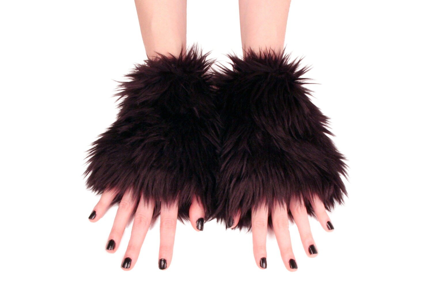 Solid Color Fluffies Furry Fluffy Hand Arm Warmers Fuzzy