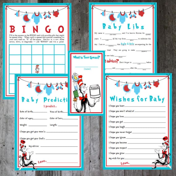 Items similar to Dr. Seuss - Baby Shower Game Bundle - DIY Printable on ...