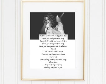 Chris Cornell lyrics, Chris Cornell gifts, Printable lyrics wall art, Music poster, Downloadable black white A4, Nothing compares to you
