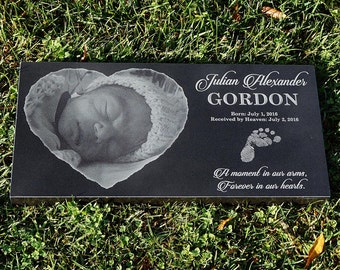 Child's Memorial ~ Granite Memorial Marker ~ Custom Memorial Headstone ~ Laser Engraved Marker ~ Flat Grass Marker