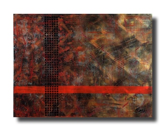 Large Abstract painting 30"x46"x1.75" mixed media on Gallery canvas "Compiled" by K. Davies