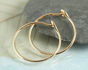 Gold Hoops - 14 ct Gold Fill Sleeper Earrings | Gold Sleepers | Gold Sleeper Hoops