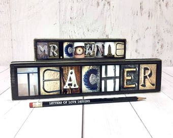 Male Teacher Gift Name Sign, Male Teacher Appreciation Gift, Male Teacher Retirement Gift, Male Teacher Personalized Gifts, Masculine Decor