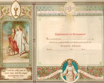 Vintage edited Catholic Graduation 8th grade Diploma