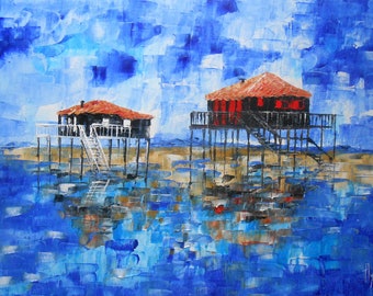 Painting Cabanes Tchanquées de l'île aux oiseaux