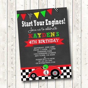 Race car invitation | Etsy