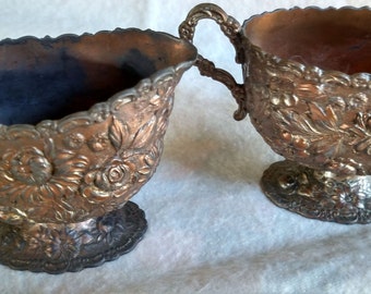 Vintage Negbaur NY No 250 copper creamer and sugar, Negbaur copper, copper creamer and sugar, copper sugar and creamer