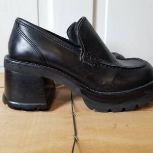 Club kid shoes | Etsy STEVE MADDEN PLATFORMS // 90's Black Hefty Mary Janes Leather Chunky Heels Loafers Witch Goth