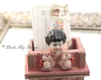 Girly Business Card Holder Pink Frozen Charlotte China Doll Head Business Card Holder For Desk Lorelie Kay Original