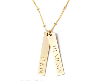 Vertical Bar necklace, 1,2 or 3 Personalized Bar Necklace, Silver, Rose, or Gold Bar Necklace, Personalized Jewelry, Custom Name Necklace