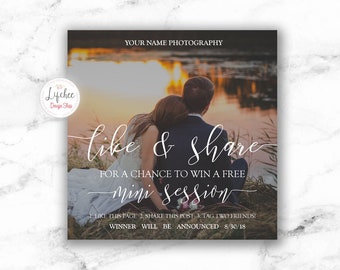 Like and Share 5x5 Square Contest Flyer Template | Social Media Giveaway Instagram Promotion Template | Photoshop PSD Template