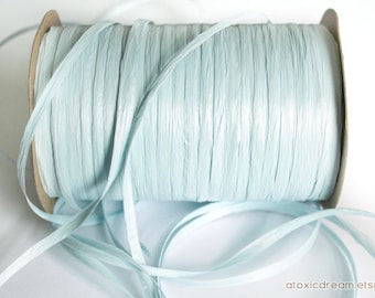 Light Blue Raffia Ribbon - 30/100 yards - 1/4 inch wide
