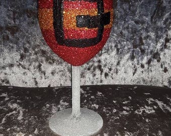 santa tummy glitter glass