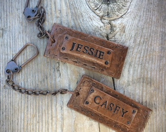 Hand stamped Keychain, Personalized Keychain, Personalized Polymer Clay Keychain, Personalized Faux Leather Keychain, Personalized Keyring