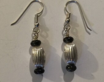 Handmade sterling silver copralite (dino dung) earrings