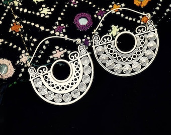 Silver plated Chandra earrings/boho earrings/Tribal