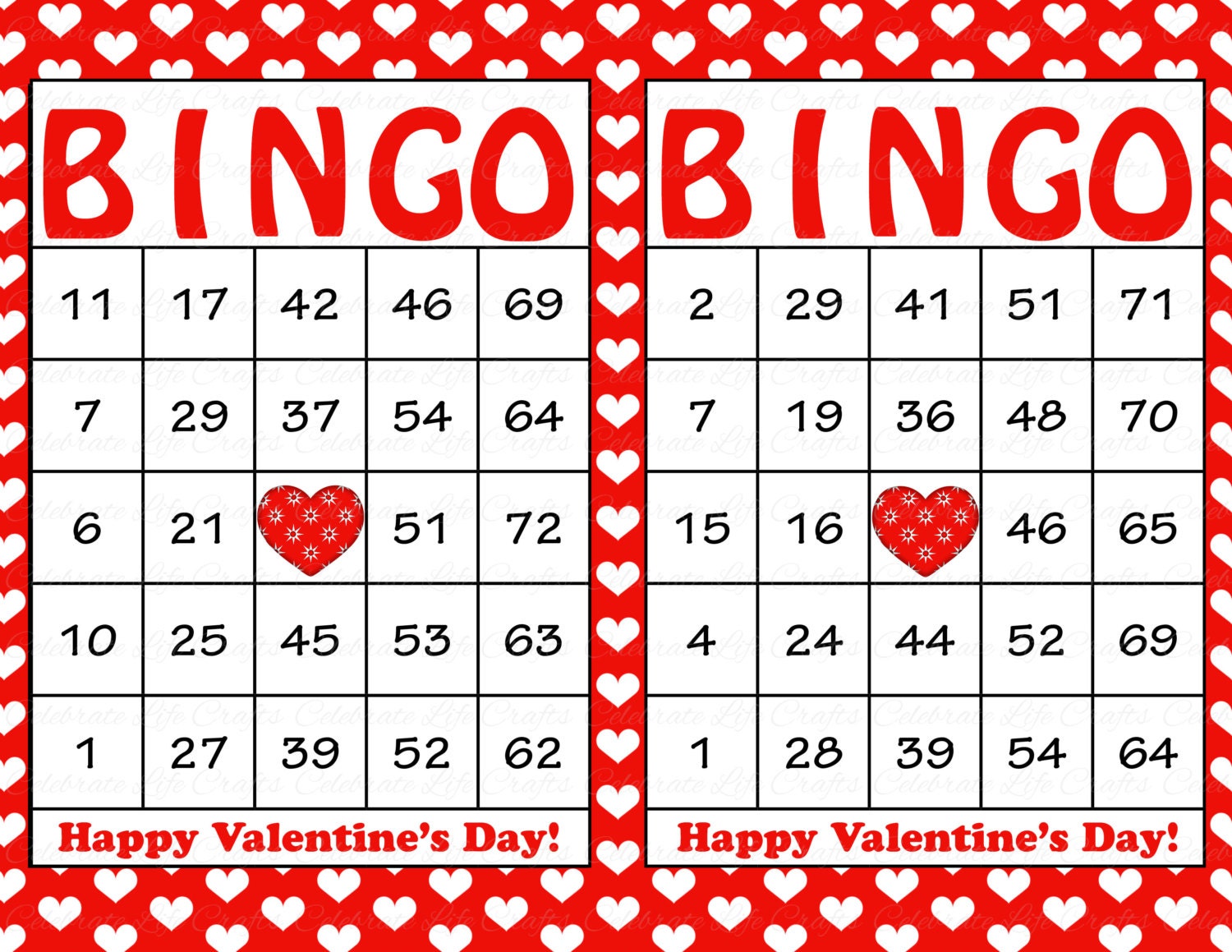 100 Valentine Bingo Cards Printable Valentine Bingo Game