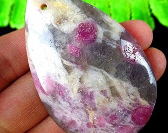 56mm Lilac Jasper Teardrop Gemstone Pendant Bead