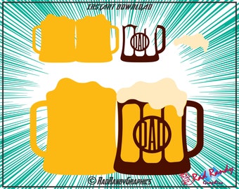 Beer Mug, Dad, Fathers Day Card, Paper Cut Files, EPS, SVG, Png, Vector
