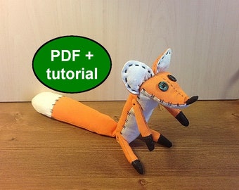 Fox sewing pattern fox stuff animal pattern plush toy pattern Little prince fox pattern fox softie pattern tutorial FREE SHIPPING