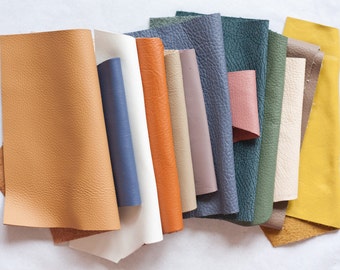 Scrap Leather Pieces - Mixed Colours - Scrap bag - 230 grams - 1/2 lb - 8 oz - remnants - off cuts