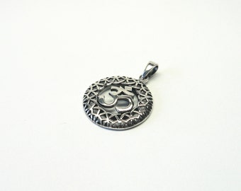 Om Ohm Aum pendant silver 925 aum om Sterling silver Pendant